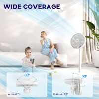 HOMCOM Pedestal Fan with Oscillating, Tilt, Adjustable Height, White