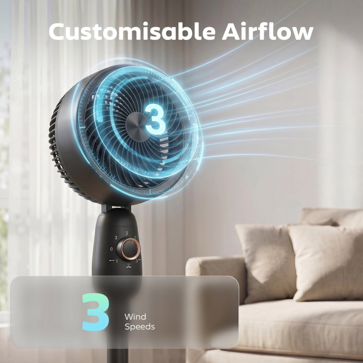 HOMCOM Pedestal Fan, Powerful Air Circulator, 36 Inch Floor Standing Fan with 3 Speed Settings, 70° Oscillating for Bedroom, Hom
