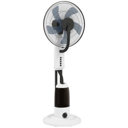 HOMCOM Sprühnebel-Ventilator, Bodenventilator mit Wassernebelsprüher, 70° Oszillation, Neigungskopf, 3 Geschwindigkeiten, 2.8L W
