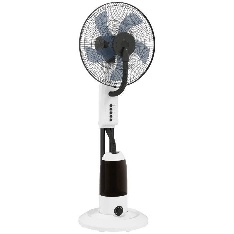 HOMCOM Sprühnebel-Ventilator, Bodenventilator mit Wassernebelsprüher, 70° Oszillation, Neigungskopf, 3 Geschwindigkeiten, 2.8L W