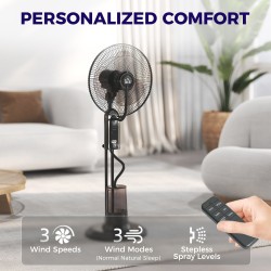 HOMCOM 120cm Ventilatore a pedana nebulizzatore - Nero