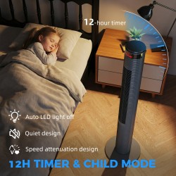 Ventilatore a torre oscillante HOMCOM con telecomando 3 Macchina di raffreddamento con modalità di velocità, grigio