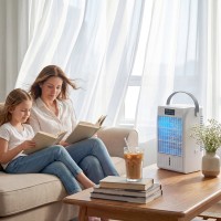 HOMCOM Personal Air Cooler | Mist Fan, 1.5L Tank, 4-Speed, LED