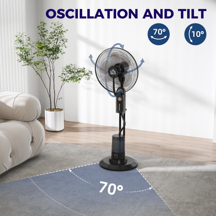 HOMCOM 120cm Pedestal Misting Fan - Black
