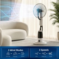 HOMCOM Standventilator mit Wasser-Sprühnebel 3 Geschwindigkeiten 2.8L Wassertank, Weiß