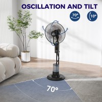 HOMCOM 120cm Ventilator op voet met vernevelaar - Zwart
