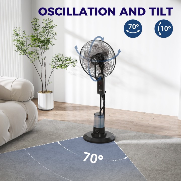 HOMCOM 120cm Pedestal Mist Fan - Black