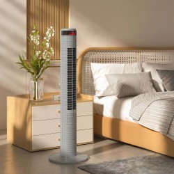 Ventilatore a torre oscillante HOMCOM con telecomando 3 Macchina di raffreddamento con modalità di velocità, grigio