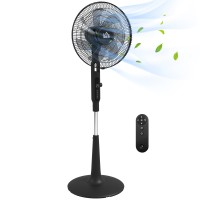 HOMCOM Tre-tilstand gulvventilator, med insektsprayboks og LED-panel - Sort