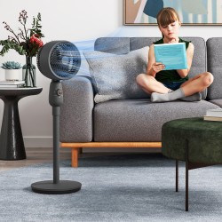 HOMCOM GulvVifte, Kraftig LuftSirkulator, 36 Tommers Frittstående Vifte med 3 Hastighetsinnstillinger, 70° Oscillerende for sove
