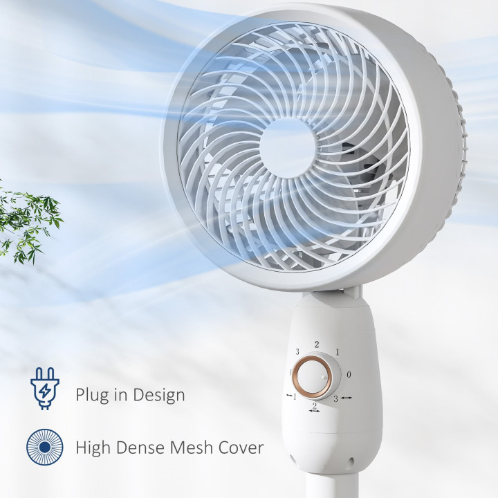 HOMCOM Pedestal Fan, Powerful Air Circulator, 36 Inch Floor Standing Fan with 3 Speed Settings, 70° Oscillating for Bedroom, Hom