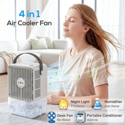 HOMCOM Persönlicher Luftkühler | 4-in-1 Nebelventilator, 550ml, LED