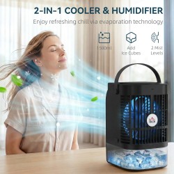 HOMCOM Personlig luftkylare | 4-in-1 Dimfläkt, 1.5L, LED