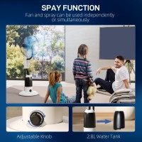 HOMCOM Staande Ventilator met Waternevel Spray 3 Snelheden 2.8L Watertank, Wit