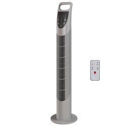 HOMCOM Tornfläkt Oscillerande 3 Hastigheter 3 Vindar 40W m/ Fjärrkontroll Timer Tyst - Grå