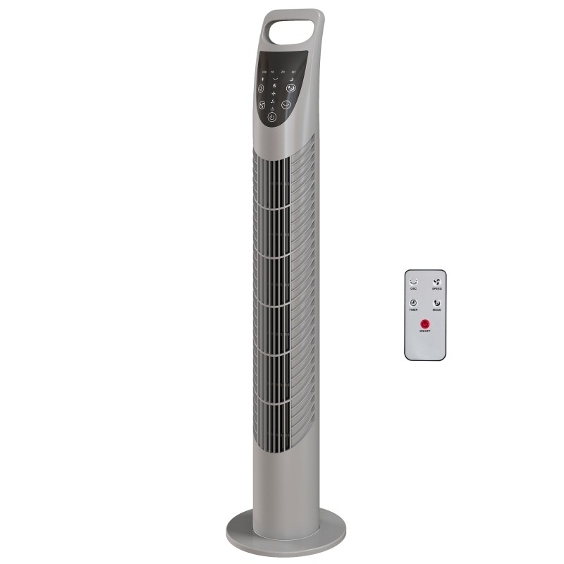 HOMCOM Tårnvifte Oscillerende 3 Hastigheter 3 Vinder 40W m/ RC-timer Stille - Grå