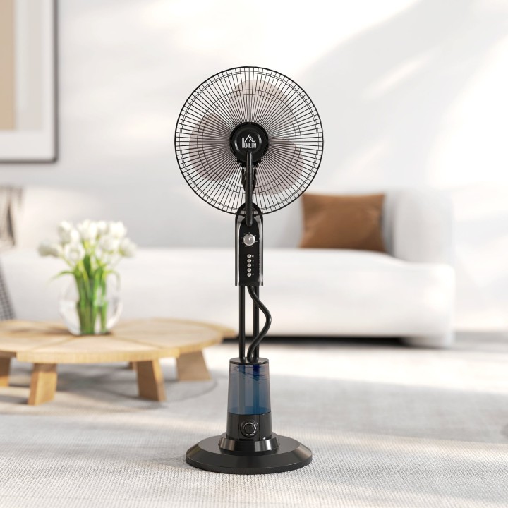 HOMCOM 120cm Pedestal Misting Fan - Black
