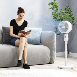 HOMCOM GulvVifte, Kraftig LuftSirkulator, 36 Tommers Frittstående Vifte med 3 Hastighetsinnstillinger, 70° Oscillerende for sove