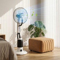 HOMCOM Standventilator mit Wasser-Sprühnebel 3 Geschwindigkeiten 2.8L Wassertank, Weiß