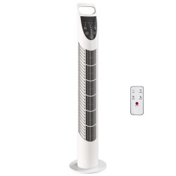 HOMCOM Torenventilator Oscillerend 3 Snelheden 3 Winden 40W met RC-timer Stil - Wit