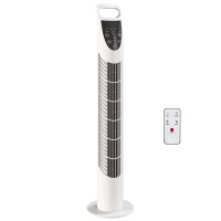 HOMCOM Turmventilator Oszillierend 3 Geschwindigkeiten 3 Winde 40W mit FB-Timer Leise - Weiß
