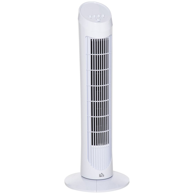 HOMCOM Turmventilator zur Kühlung des Schlafzimmers, 30 Zoll elektrisch 70° Oszillierender Ventilator mit 3 Geschwindigkeitsstuf