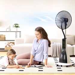 HOMCOM 125Ventilateur brumisateur sur pied cm avec télécommande