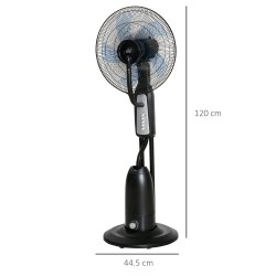 HOMCOM Sprühnebel-Ventilator, Bodenventilator mit Wassernebelsprüher, 70° Oszillation, Neigungskopf, 3 Geschwindigkeiten, 2.8L W