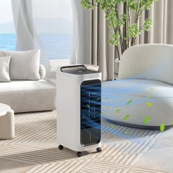 HOMCOM Evaporative Air Cooler | Ice Pack, Remote, 90° — White