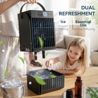 HOMCOM Personlig luftkjøler | 4-in-1 Tåkevifte, 1.5L, LED