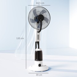 Ventilateur brumisateur HOMCOM, ventilateur de sol avec brumisation d'eau, 70° Oscillation, tête inclinable, 3 Vitesses, 2.8L Ré
