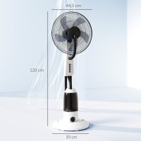 HOMCOM Spraydimfläkt, Golvfläkt med Vattendimspray, 70° Oscillation, Lutande Huvud, 3 Hastigheter, 2.8L Vattentank, Vit