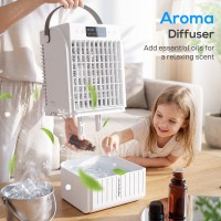 HOMCOM Personal Air Cooler | Mist Fan, 1.5L Tank, 4-Speed, LED