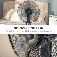 HOMCOM Sprühnebel-Ventilator, Bodenventilator mit Wassernebelsprüher, 70° Oszillation, Neigungskopf, 3 Geschwindigkeiten, 2.8L W