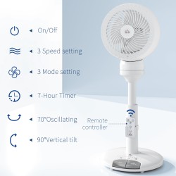 HOMCOM 28 Ventilatore a colonna da pollici con telecomando - Bianco