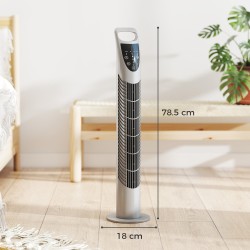 HOMCOM Tårnventilator Oscillerende 3 Hastigheder 3 Vindtyper 40W m/ fjernbetjening timer støjsvag - Grå