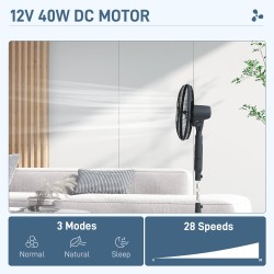 HOMCOM Tre-tilstand gulvventilator, med insektsprayboks og LED-panel - Sort