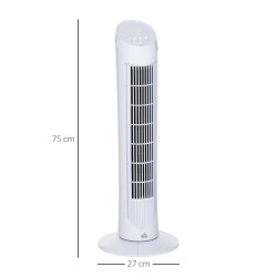 HOMCOM tårnventilator til køling af soveværelset, 30 tommer elektrisk 70° oscillerende ventilator med 3 hastighedsindstillinger,