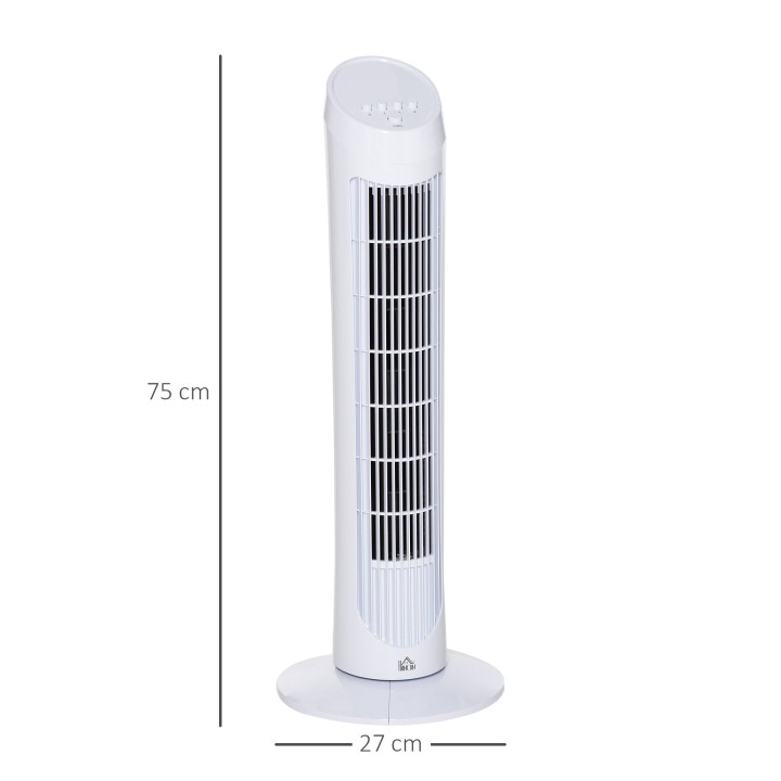 HOMCOM Tower Fan for Bedroom Cooling, 30 Inch Electric 70° Oscillating Fan with 3 Speed Settings, Standing Floor Fan for Home Of