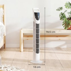 HOMCOM Tornfläkt Oscillerande 3 Hastigheter 3 Vindar 40W m/ Fjärrkontroll Timer Tyst - Vit