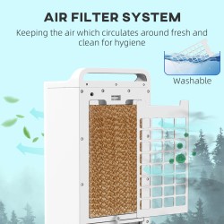 Refroidisseur d'air par évaporation HOMCOM | Packs de glace, télécommande, 90° — Blanc