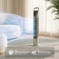 HOMCOM Tårnventilator Oscillerende 3 Hastigheder 3 Vindtyper 40W m/ fjernbetjening timer støjsvag - Grå