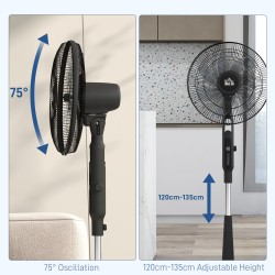 HOMCOM Tre-tilstand gulvventilator, med insektsprayboks og LED-panel - Sort