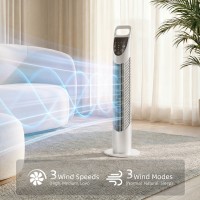 Ventilatore a torre HOMCOM oscillante 3 Velocità 3 Venti 40W con telecomando timer silenzioso - Bianco