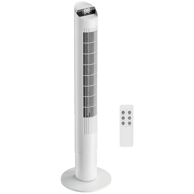 HOMCOM Torenventilator met WiFi-app-bediening Staande vloerkoelventilator Afstandsbediening 101.8 cm Wit