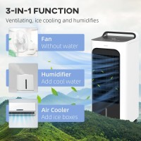 Refroidisseur d'air par évaporation HOMCOM | Packs de glace, télécommande, 90° — Blanc