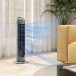 HOMCOM Tower Fan til køling af soveværelset, 75cm elektrisk 70° Oscillerende med 3 hastighedsindstillinger, stående gulvventilat