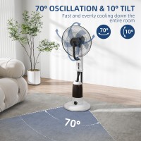 HOMCOM Spraydimfläkt, Golvfläkt med Vattendimspray, 70° Oscillation, Lutande Huvud, 3 Hastigheter, 2.8L Vattentank, Vit
