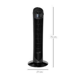 HOMCOM tårnventilator til soveværelset, 30 tommer, 6 m/s kraftig hastighed, stående gulvventilator med 70° Oscillerende og 3 Has
