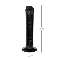 Ventilatore a torre HOMCOM per camera da letto, 30 pollici, 6 m/s di velocità potente, ventilatore a pavimento con 70° oscillazi